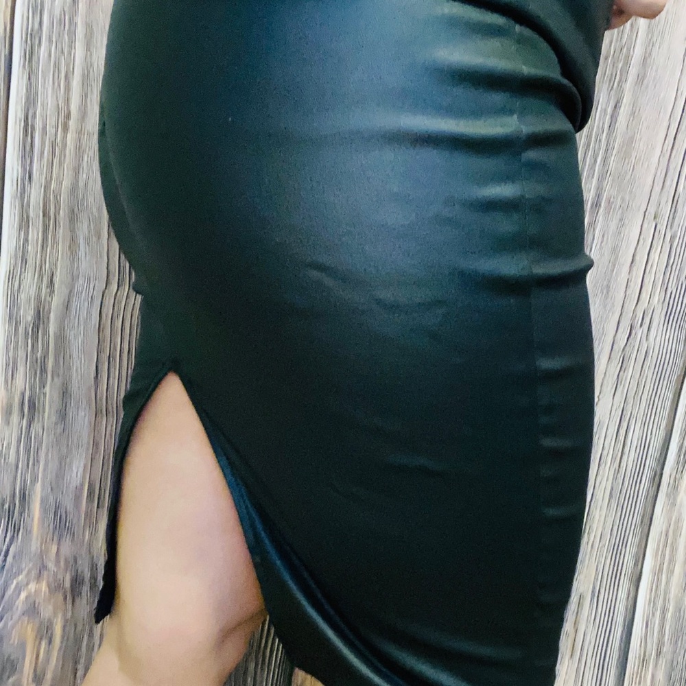 Black Pleather pencil skirt